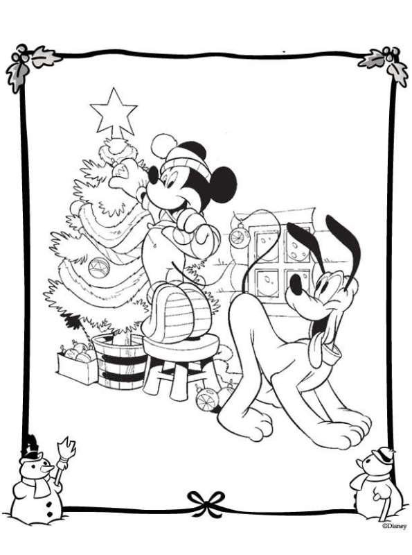 Print Kerstmis Disney kleurplaat